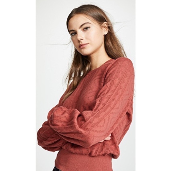 Joie Jaede Pointelle Cotton Cashmere Sweater in Desert Spice Size Medium - Picture 10 of 11